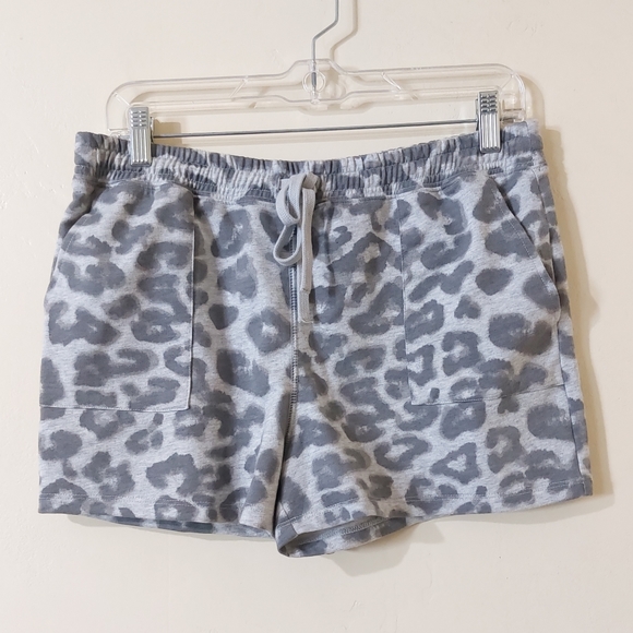Lucky Brand Grey Leopard Print Small Drawstring Comfy Loungewer Sweat Shorts - Picture 12 of 12